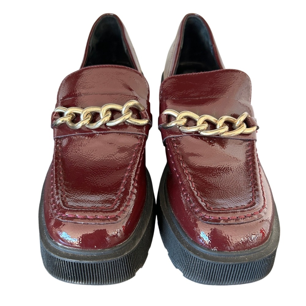 AQUA‎ Brynn Chunky Lug Loafer Womens 7.5 Y2k Preppy Red Patent Leather Academia